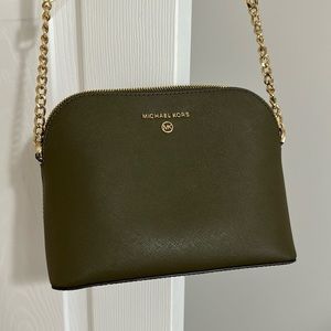 Michael Kors Olive Green/Gold Accents Crossbody Purse
